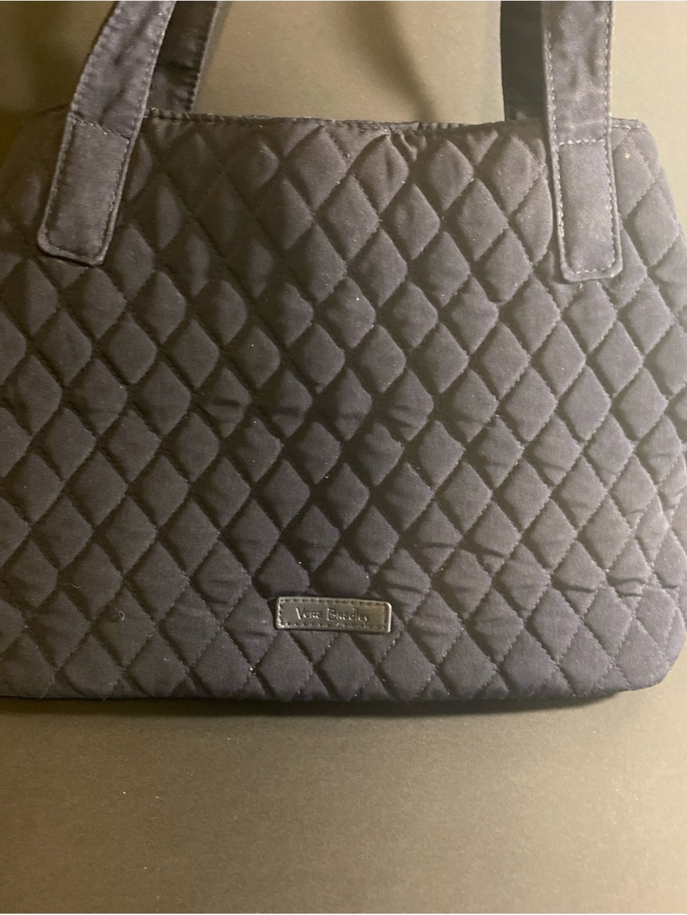 Vera Bradley Navy Floral Quilted Shoulder Bag Zip/Snap Closure Lined Pockets